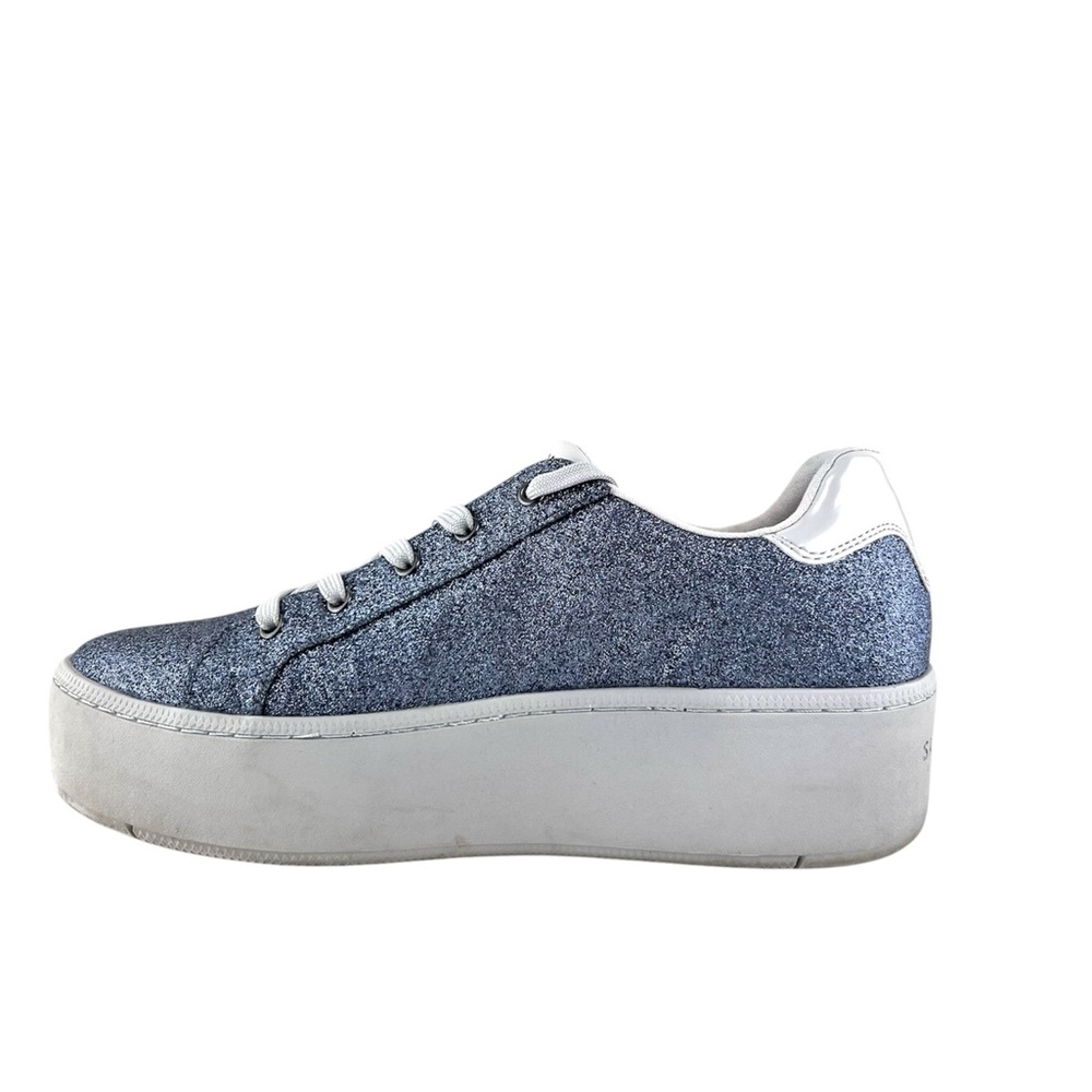 Skechers Plateau Glitter Platform Wedge Lace Up Sneakers - Picture 6 of 14